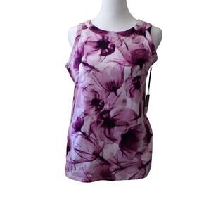Vera Wang Crew Neck Tank Top Purple Flower Size Small NWT